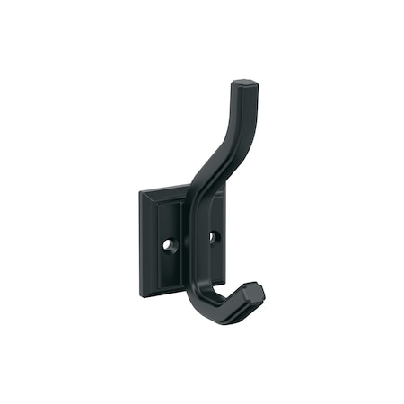 Amerock Aliso Transitional Double Prong Matte Black Wall Hook H37005MB